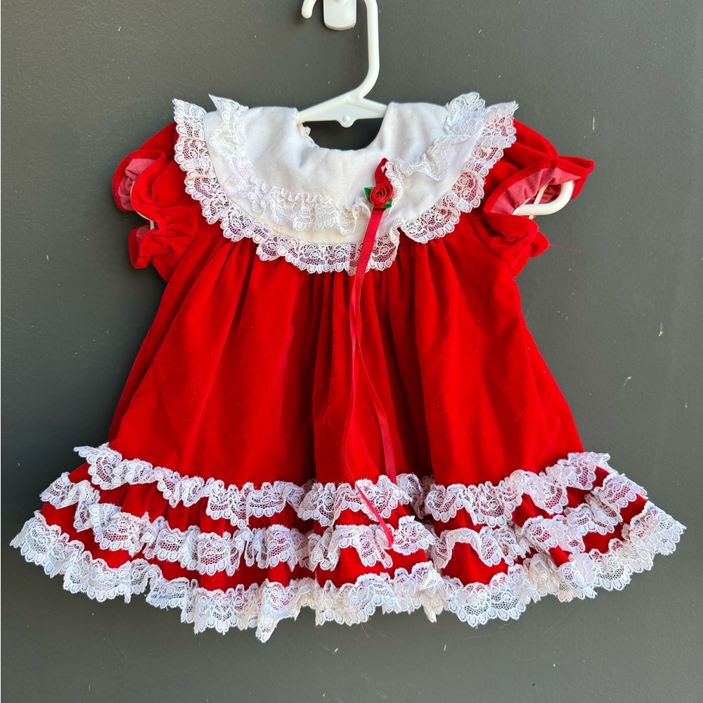 Vintage Velvet Sweet Treats baby Christmas dress 6-9 months
